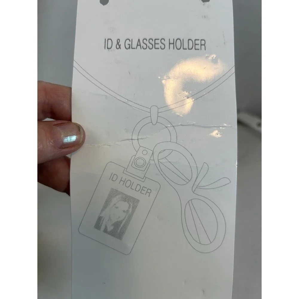 Angel Design ID Badge Holder Necklace Glasses Chain Silver Tone Lanyard 14” NIP